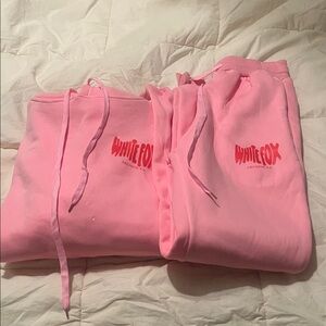 White Fox Pink Hoodie and Sweatpants Set